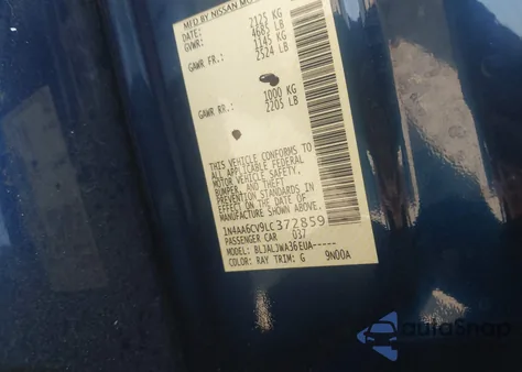 2020 Nissan Maxima Sv Xtronic Cvt z USA, uszkodzony, nr VIN 1N4AA6CV9LC372859